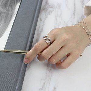 925 Sterling Silver Linked Chain Adjustable Ring